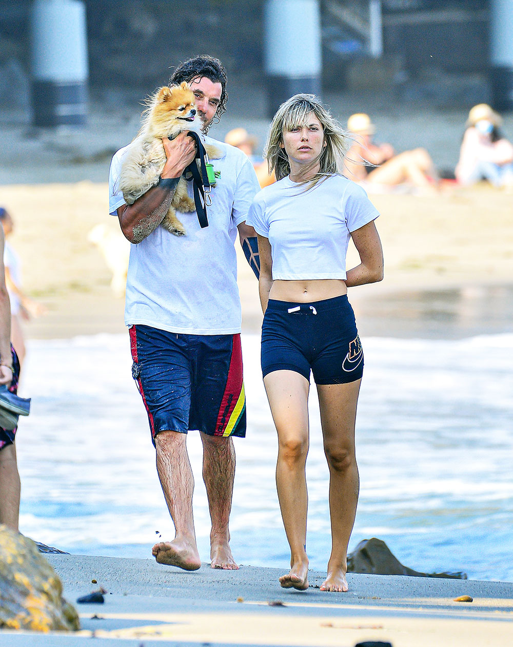 EXCLUSIVE: Gavin Rossdale spotted on the beach with a mystery woman and his pooch in Malibu, CA.