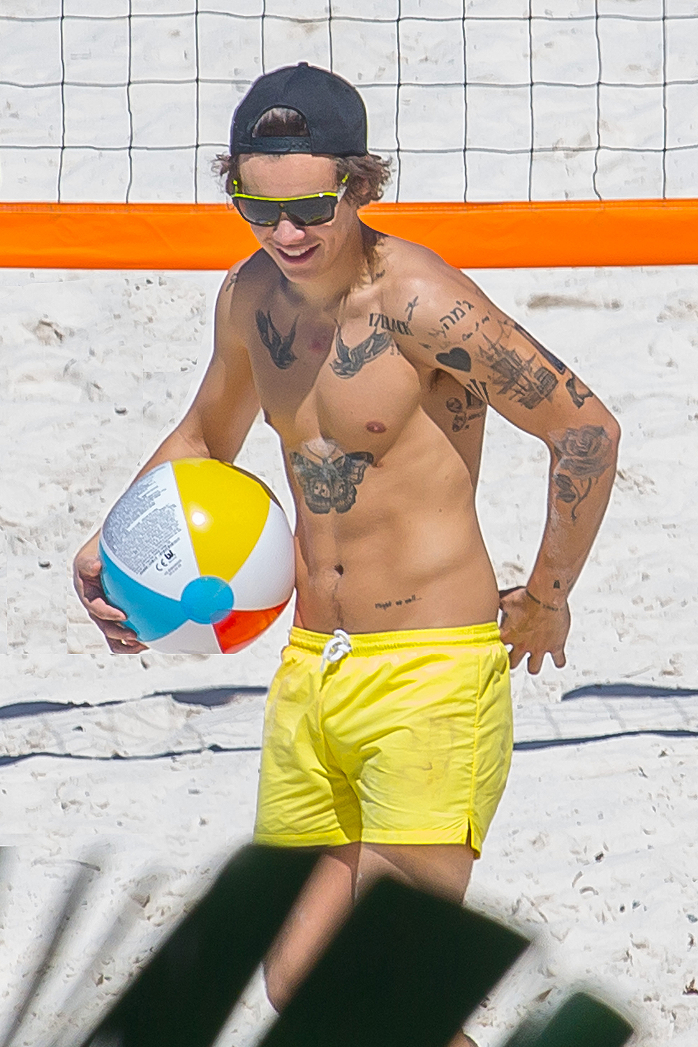 Harry Styles of One Direction playing Volleyball shirtless on the Gold Coast, Australia