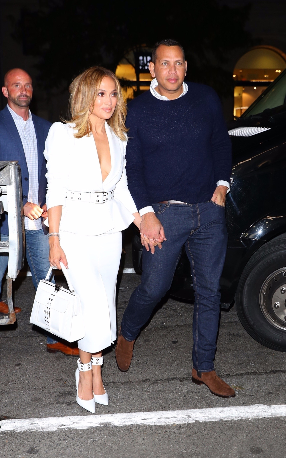 New York, NY  - Jennifer Lopez & Alex Rodriguez arrive to Ulta Beauty for a perfume launch party this evening. J-Lo stuns in an all-white look for her outing.

Pictured: Jennifer Lopez, Alex Rodriguez

BACKGRID USA 26 SEPTEMBER 2019 

BYLINE MUST READ: BlayzenPhotos / BACKGRID

USA: +1 310 798 9111 / usasales@backgrid.com

UK: +44 208 344 2007 / uksales@backgrid.com

*UK Clients - Pictures Containing Children
Please Pixelate Face Prior To Publication*