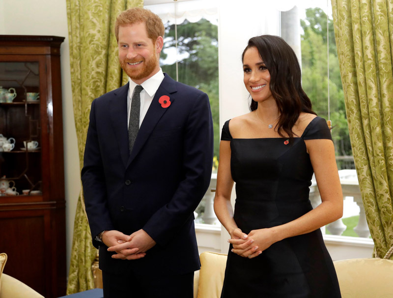 Prince Harry and Meghan Duchess of Sussex at Government House in Wellington
Prince Harry and Meghan Duchess of Sussex tour of New Zealand - 28 Oct 2018