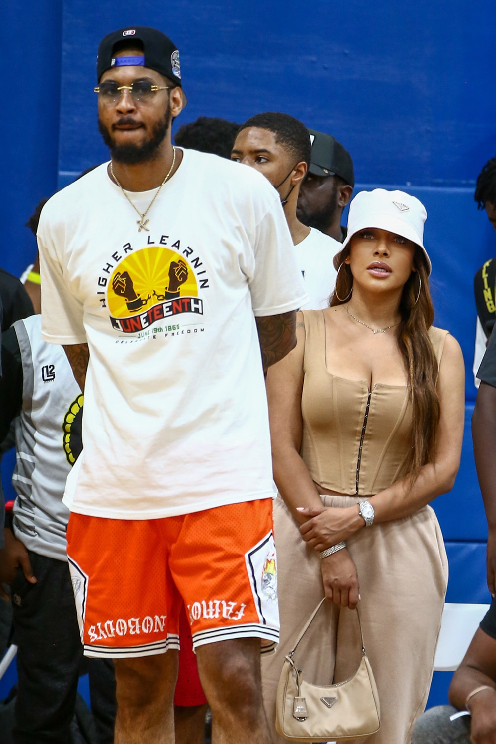 *EXCLUSIVE* Friendly Exes La La and Carmelo Anthony attend son's game in Miami