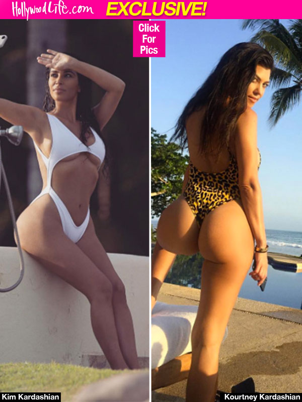 Kim Kardashian and Kourtney Kardashian in Bikinis