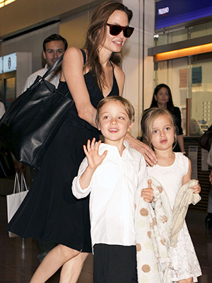 Angelina Jolie and children Knox Jolie-Pitt and Vivienne Jolie-Pitt