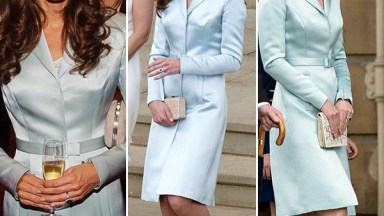 kate middleton blue coat dress outfit wears again