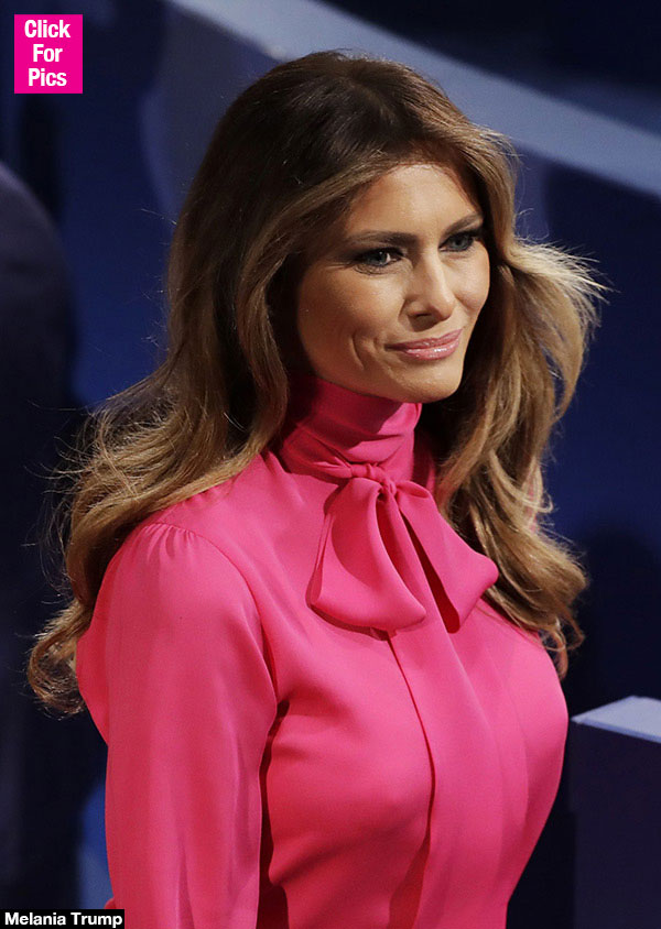 melania trump pink blouse pussy bow