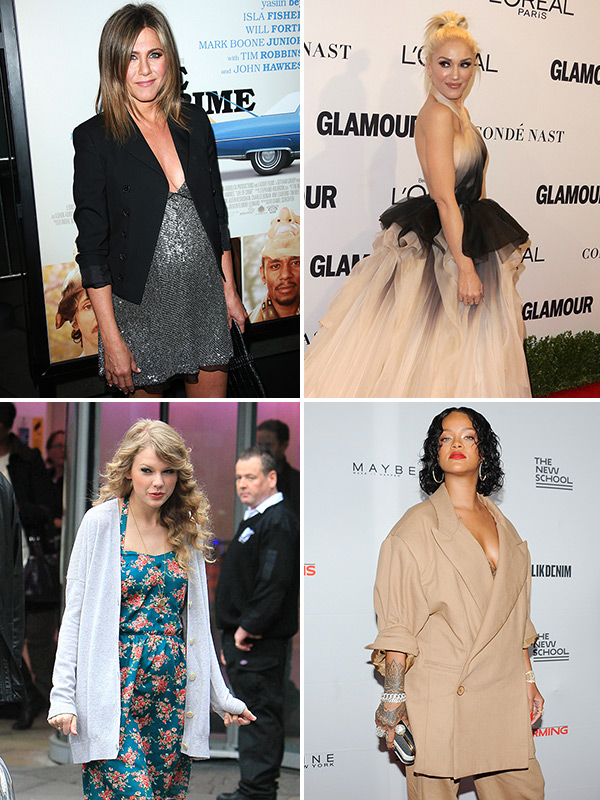 Jennifer Aniston, Rihanna, Gwen Stefani, and Taylor Swift