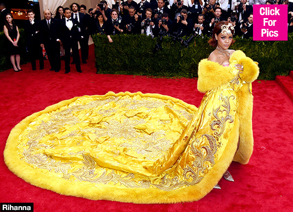 Rihanna In Yellow Dress At 2016 Met Gala