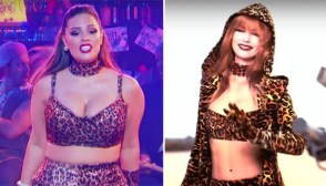 ashley graham leopard top pants shania twain same outfit