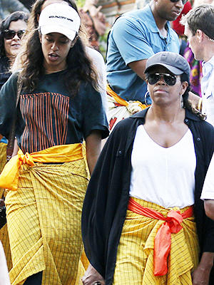 malia obama sarong michelle obama sarong vacation baseball hats pic