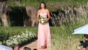 nina dobrev bridesmaid dress pink gown
