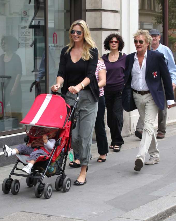 Rod Stewart With Penny Lancaster and Baby Aiden