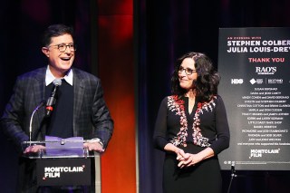 NEWARK, NEW JERSEY - DECEMBER 07: Stephen Colbert and Julia Louis-Dreyfus attend Montclair Film Presents: An Evening With Stephen Colbert + Julia Louis-Dreyfus at NJPAC on December 07, 2019 in Newark, New Jersey. (Photo by Bennett Raglin/Getty Images for Montclair Film )