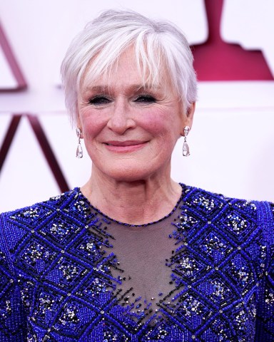 Glenn Close arrives for the 93rd annual Academy Awards ceremony at Union Station in Los Angeles, California, USA, 25 April 2021. The Oscars are presented for outstanding individual or collective efforts in filmmaking in 24 categories. The Oscars happen two months later than originally planned, due to the impact of the coronavirus COVID-19 pandemic on cinema.
Arrivals - 93rd Academy Awards, Los Angeles, USA - 25 Apr 2021