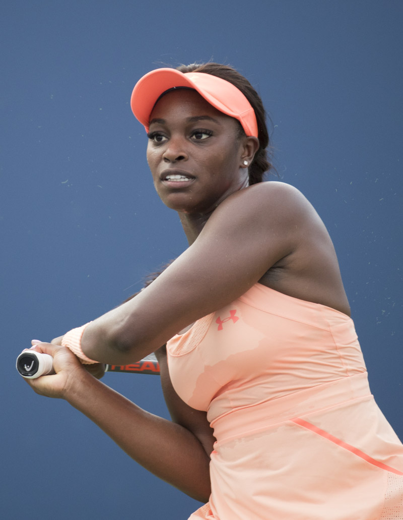 Sloane Stephens of the United States of Americain action against Roberta Vinci of Italy in the first round of the US OpenUS Open Tennis , USTA, Flushing Meadows, New York, 25 Aug 2017,
