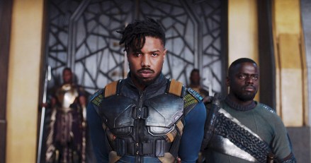 BLACK PANTHER, from left: Michael B. Jordan, Daniel Kaluuya, 2018. © Marvel / © Walt Disney Studios Motion Pictures /Courtesy Everett Collection