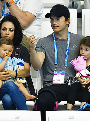 Ashton Kutcher and Mila Kunis with their kids Wyatt and Dmitri