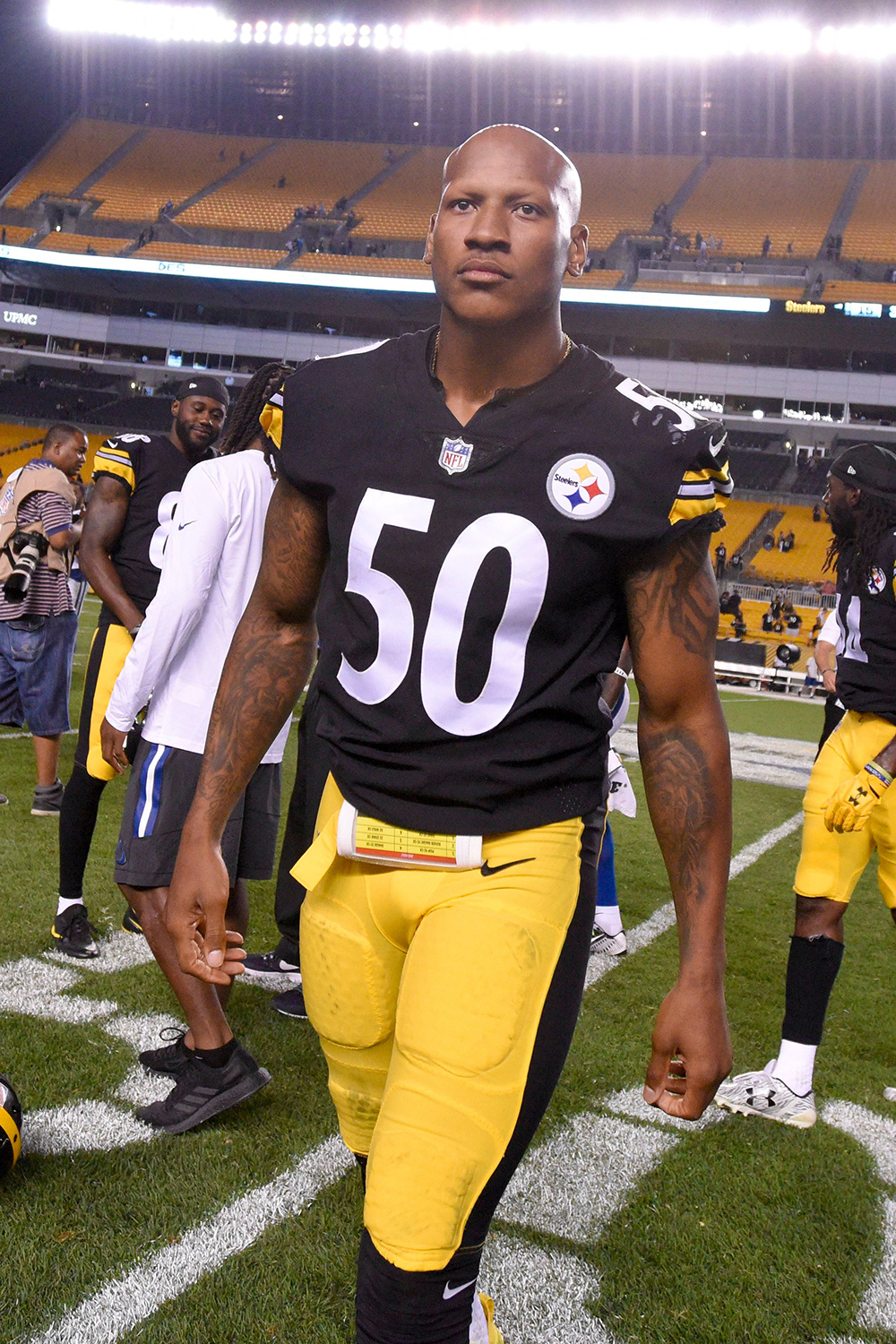 Pittsburgh Steelers inside linebacker Ryan Shazier (50) after an NFL preseason football game against the Indianapolis Colts, in Pittsburgh
Colts Steelers Football, Pittsburgh, USA - 26 Aug 2017