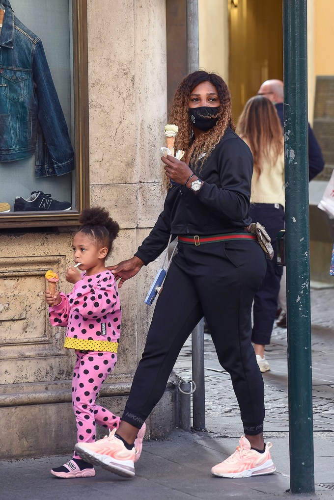 Serena Williams & Olympia Enjoy Some Gelato