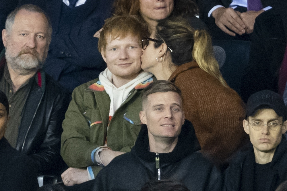 Ed Sheeran and other celebrities attend the PSG vs. Manchester City game