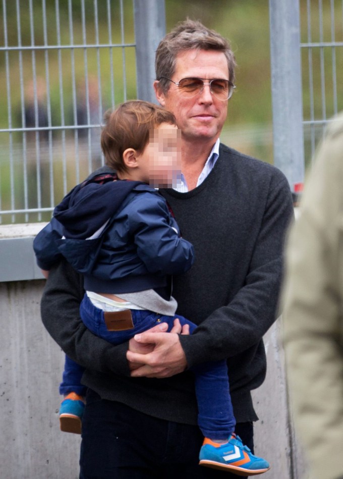 Hugh Grant with son John in Sweden