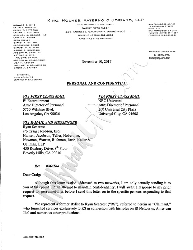 Hardy Vs Seacrest Attorney Sexual abuse letter