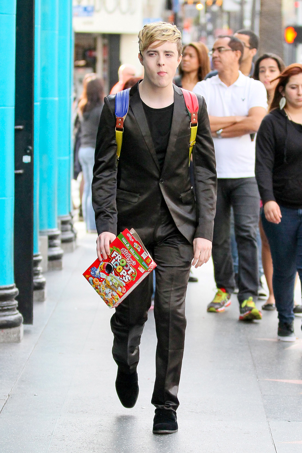 Hollywood, CA - *EXCLUSIVE* Hollywood, CA - TV Presenter and Personality John Grimes, from the duo 'Jedward' looks all dressed up minding his own business while enjoying a snack on the go at the Hollywood Walk of Fame.

AKM-GSI        March 3, 2014

To License These Photos, Please Contact :

Steve Ginsburg
(310) 505-8447
(323) 423-9397
steve@akmgsi.com
sales@akmgsi.com

or

Maria Buda
(917) 242-1505
mbuda@akmgsi.com
ginsburgspalyinc@gmail.com 
03/03/2014 
Copyright © 2014 AKM-GSI, Inc. 
Steve Ginsburg
310.798.9111 x227
310.505.8447
steve@akmgsi.com
sales@akmgsi.com