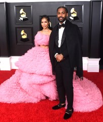 Jhene Aiko, left, and Big Sean arrive at the 63rd annual Grammy Awards at the Los Angeles Convention Center on March 14 with both live and prerecorded segments
63rd Annual Grammy Awards - Arrivals, Los Angeles, United States - 14 Mar 2021
Wearing Monsoori