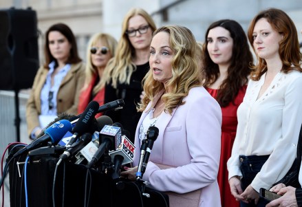 Actress Louisette Geiss addresses the media at a news conference by the "Silence Breakers," a group of women who have spoken out about Hollywood producer Harvey Weinstein's sexual misconduct, at Los Angeles City Hall, in Los Angeles. A jury in Manhattan convicted Weinstein on Monday of raping one woman in 2013 and sexually assaulting another in 2006
Sexual Misconduct Weinstein, Los Angeles, USA - 25 Feb 2020