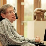 HAWKING Physicist Stephen Hawking is seen in the library of The Issac Newton Institute of Mathematics in Cambridge University with a new custom-built computer designed espescially for him. The scientist, now 55, has suffered the debilitation of amyotrophic lateral sclerosis, Lou Gehrig's disease, since his 20s. In the background is Eduardo Palozzi's Statue of Issac Newton
BRITAIN WIRED HAWKING, CAMBRIDGE, United Kingdom England