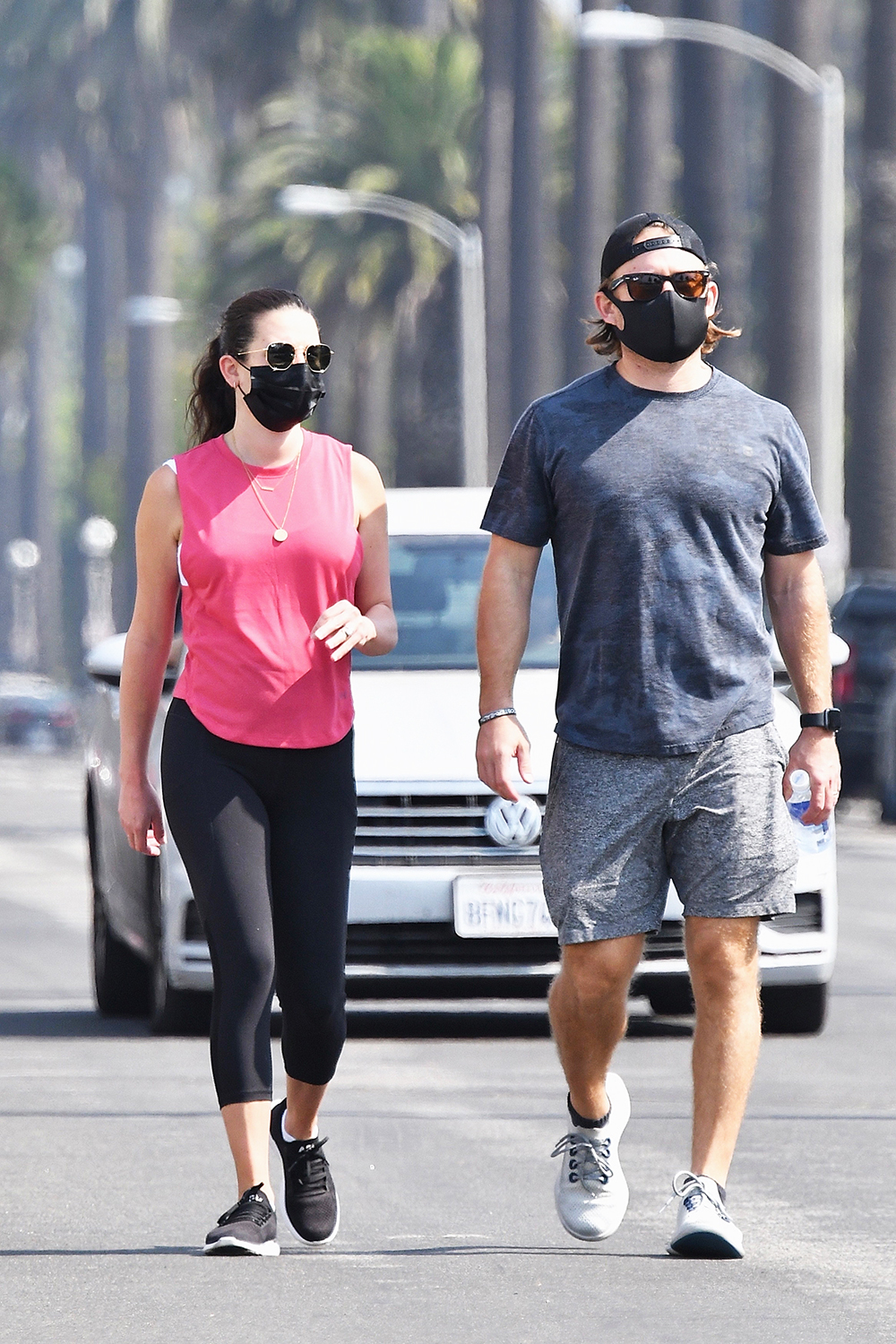 *EXCLUSIVE* Lea Michele goes for a walk with hubby Zandy Reich