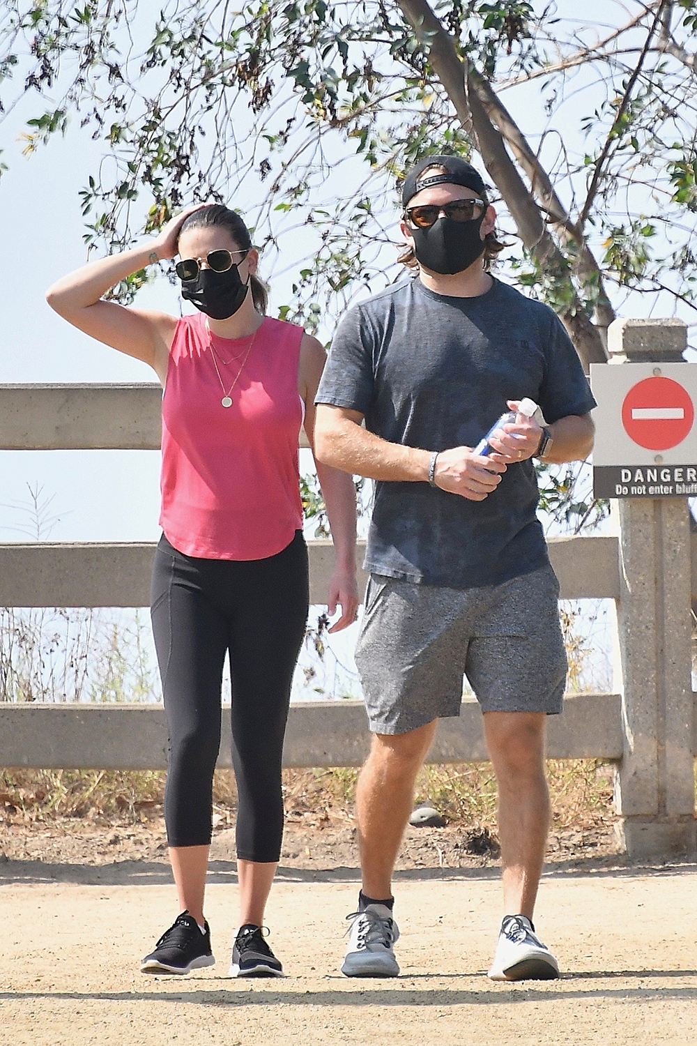 *EXCLUSIVE* Lea Michele goes for a walk with hubby Zandy Reich