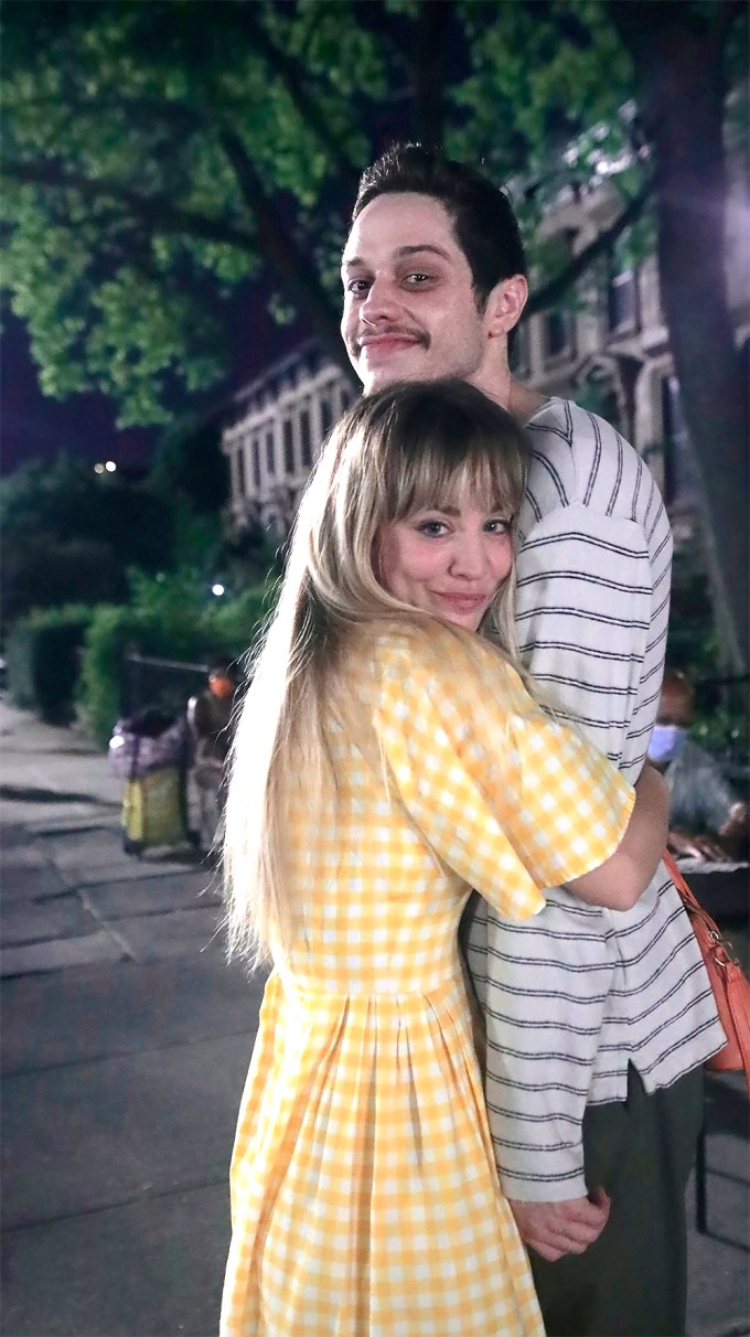 Pete Davidson gets a hug from ‘Meet Cute’ co-star Kaley Cuoco