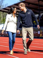 Prince Harry and his wife Meghan Duchess of Sussex, during the athletics section of the fifth edition of the Invictus Games, an international sporting event for servicemen and veterans who have been psychologically or physically injured during their military service
5th edition of the Invictus Games, The Invictus Games Stadium, Zuiderpark, The Hague, The Netherlands - 17 Apr 2022