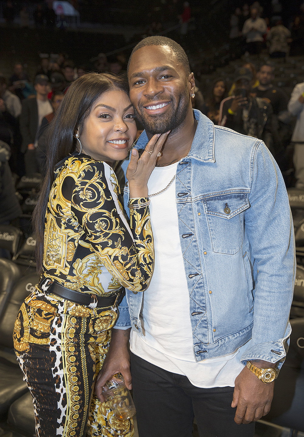 NEW YORK NY - March 25th: Actress Taraji P. Henson from the Fox T.V. show "Empire" for photos after the Brooklyn Nets play the Cleveland Cavaliers at Barclays Center. Sunday, March 25th, 2018 (Photo by Anthony Causi)Pictured: Taraji P. Henson, Kelvin HaydenRef: SPL1642880  260318  Picture by: Anthony J. Causi / Splash NewsSplash News and PicturesLos Angeles:310-821-2666New York:212-619-2666London:870-934-2666photodesk@splashnews.com
