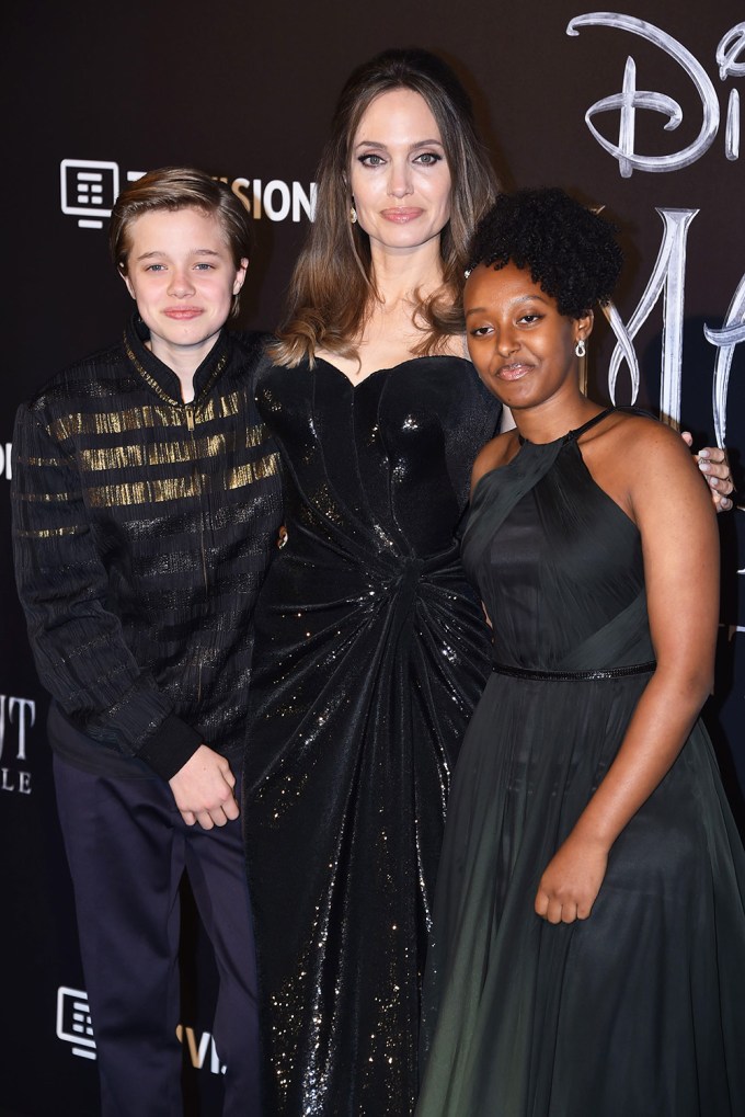 Shiloh, Angelina & Zahara at the Rome premiere of ‘Maleficent: Mistress of Evil’