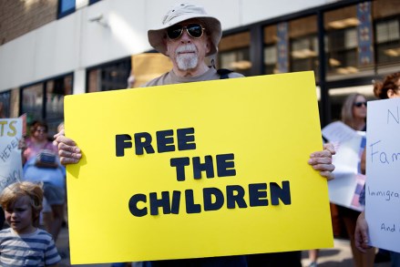 Protestors participate in a rally organized by Families Belong Together, speaking out against the Trump administration's policies separating immigrant families across from one of the city's Immigration and Customs Enforcement (ICE) offices.
Families Belong Together Rally, Philadelphia, USA - 14 Jun 2018