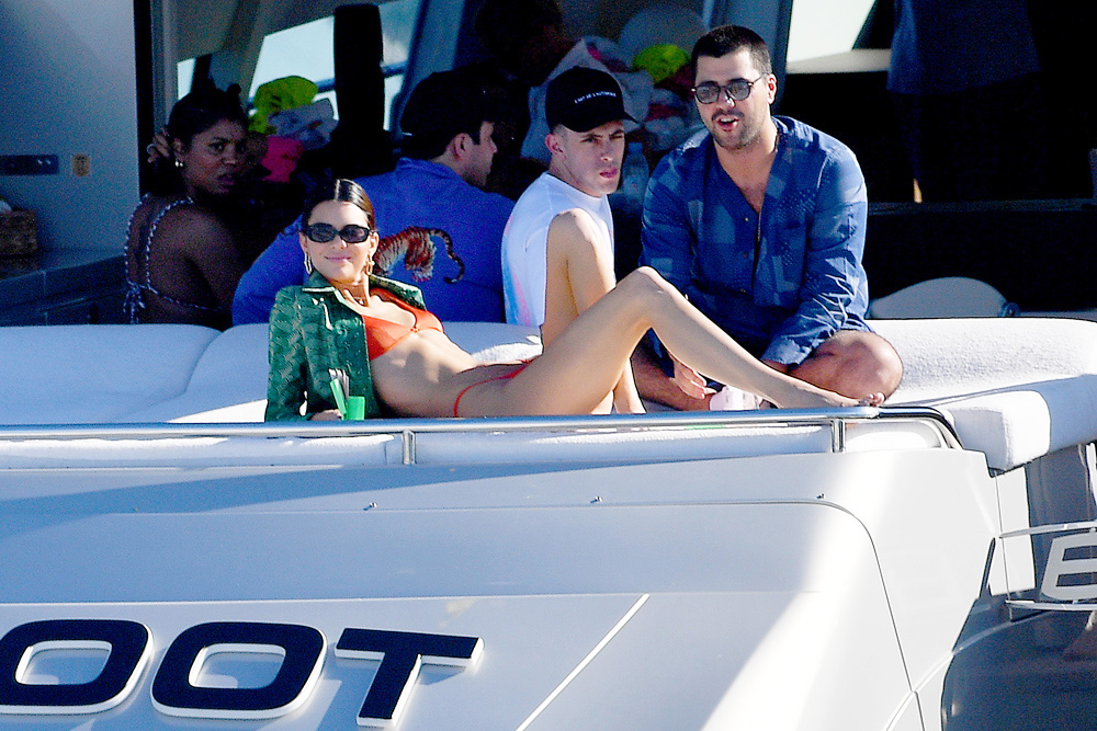 Kendall Jenner orange Bikini During Boat Ride miami