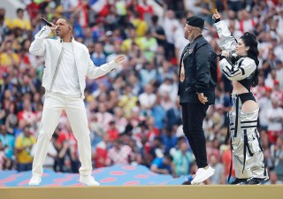 Editorial use onlyMandatory Credit: Photo by Felipe Trueba/EPA-EFE/Shutterstock (9762131dm)(L-R) US actor and singer Will Smith, US singer Nicky Jam and  Kosovar singer Era Istrefi   perform before the FIFA World Cup 2018 final between France and Croatia in Moscow, Russia, 15 July 2018.(RESTRICTIONS APPLY: Editorial Use Only, not used in association with any commercial entity - Images must not be used in any form of alert service or push service of any kind including via mobile alert services, downloads to mobile devices or MMS messaging - Images must appear as still images and must not emulate match action video footage - No alteration is made to, and no text or image is superimposed over, any published image which: (a) intentionally obscures or removes a sponsor identification image; or (b) adds or overlays the commercial identification of any third party which is not officially associated with the FIFA World Cup)Final France vs Croatia, Moscow, Russian Federation - 15 Jul 2018