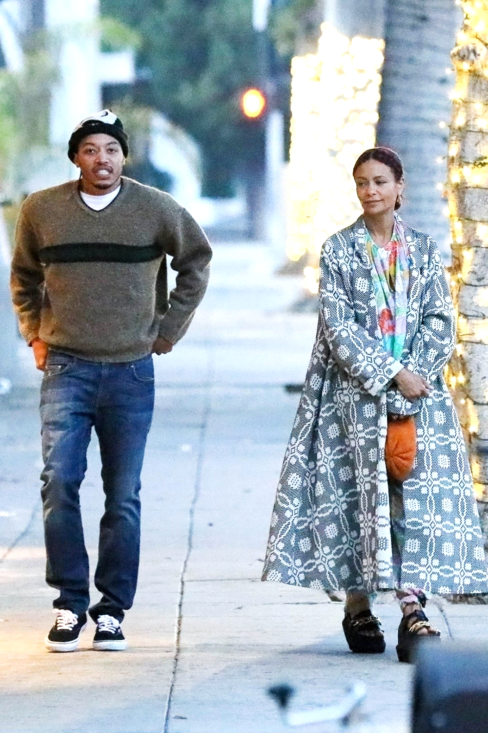 *EXCLUSIVE* Thandiwe Newton  and her boyfriend Lonr are seen arriving for a sushi date at Matsuhisa