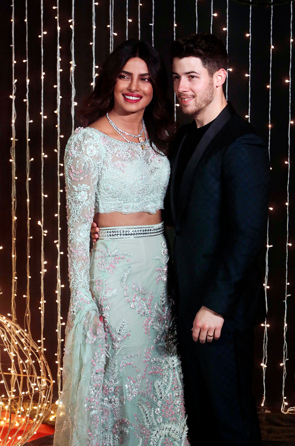 Bollywood actress Priyanka Chopra and musician Nick Jonas pose for photographs at their wedding reception in Mumbai, India
Chopra Jonas Wedding, Mumbai, India - 20 Dec 2018