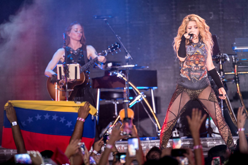 Shakira
Shakira El Dorado World Tour, Barcelona, Spain - 06 Jul 2018
Colombian singer Shakira (R) performs on stage during her 'El Dorado World Tour' concert played at the Sant Jordi Palace in Barcelona, Spain, 06 July 2018.