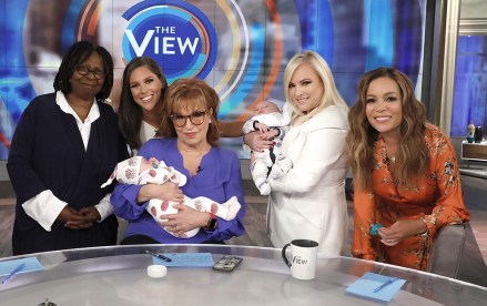 THE VIEW - Season 23 of "The View" premieres Tuesday, September 3, 2019 on ABC with a day of Hot Topics and a visit from Abby Huntsman's three-month-old twins, Ruby and William.  "The View" airs Monday-Friday 11am-12pm, ET on ABC.  
(Walt Disney Television/Heidi Gutman ) 
WHOOPI GOLDBERG, ABBY HUNTSMAN, JOY BEHAR, MEGHAN MCCAIN, ABBY HUNTSMAN'S TWIN BABIES WILLIAM AND RUBY, SUNNY HOSTIN