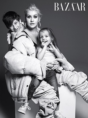 Christina aguilera kids harpers bazaar