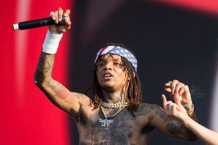 Swae Lee of Rae Sremmurd is passed a blunt during his set
Wireless Festival, Day 3, Finsbury Park, London, UK - 08 Jul 2018