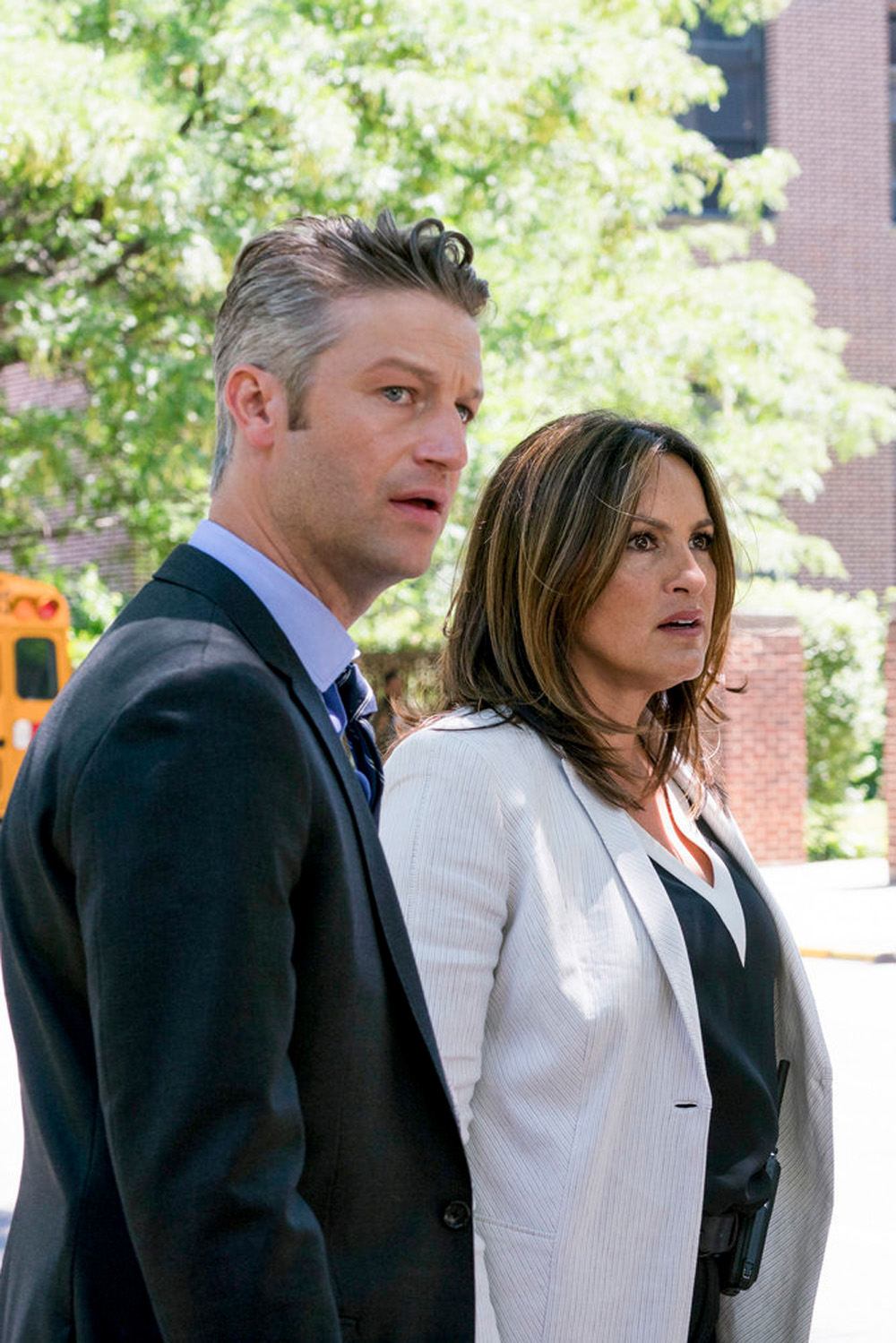 LAW & ORDER: SPECIAL VICTIMS UNIT -- "Man Up" Episode 2001 -- Pictured: (l-r) -Peter Scanavino as Dominick "Sonny" Carisi, Mariska Hargitay as Lieutenant Olivia Benson - (Photo by: Barbara Nitke/NBC)