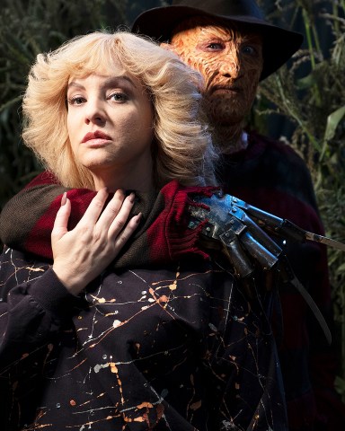 THE GOLDBERGS - "Mister Knifey-Hands" - Despite Beverly's wishes, Jackie's parents allow Adam to watch "A Nightmare on Elm Street" and a disagreement between the families ensues. But Beverly dreams of facing off with horror icon Freddy Krueger (guest star Robert Englund), which teaches her an important lesson about her son's relationship with Jackie. Meanwhile, Erica realizes she's not as popular as she once was when she starts hanging out at William Penn Academy, despite the fact she's no longer a student there, on the Halloween episode of "The Goldbergs," WEDNESDAY, OCT. 24 (8:00-8:30 p.m. EDT), on The ABC Television Network. (ABC/John Fleenor)
WENDI MCLENDON-COVEY, ROBERT ENGLUND