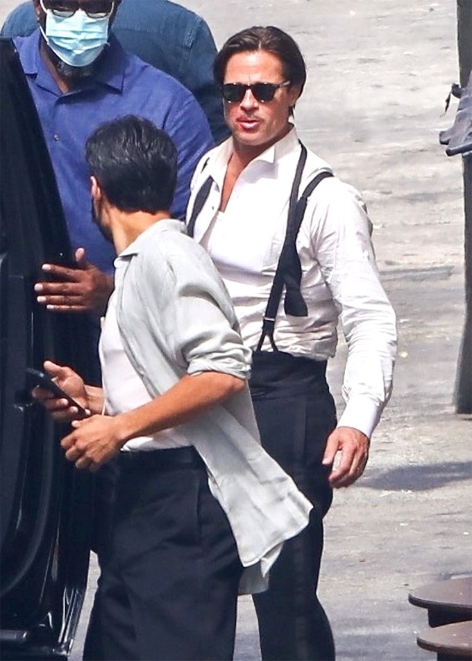 Brad Pitt On The ‘Babylon’ Set