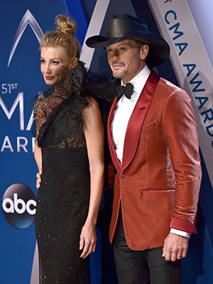 Faith Hill, Tim McGraw. Faith Hill, left, and Tim McGraw arrive at the 51st annual CMA Awards, in Nashville, Tenn51st Annual CMA Awards - Arrivals, Nashville, USA - 08 Nov 2017
