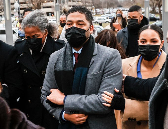 Jussie Smollett outside of court