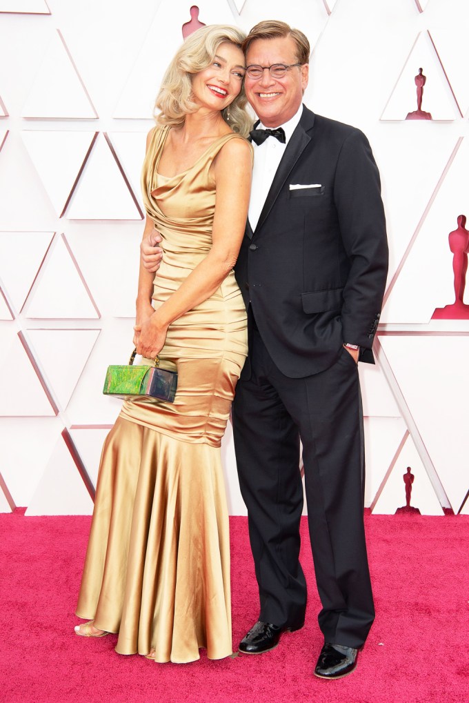 Paulina Porizkova & Aaron Sorkin’s 1st PDA Pic At The 2021 Oscars